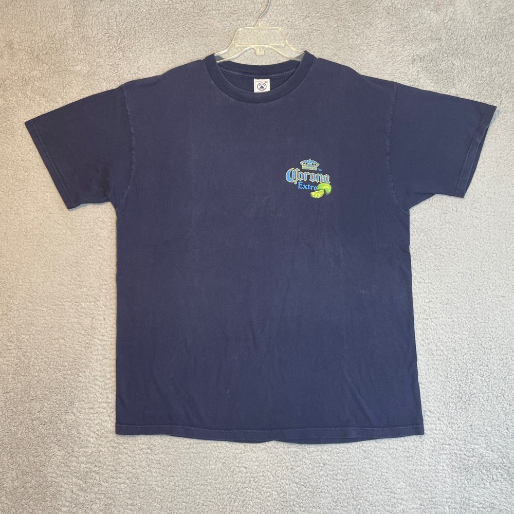 Corona Extra Beer T-Shirt Mens XL Send More Limes Change Your Latitude Blue